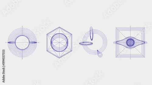 Futuristic fusion core and magnetic field icons – Suitable for industrial design, clean-tech marketing, or science documentaries.