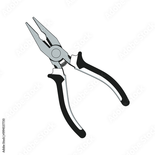 Pliers with black and white handles and metal jaws for gripping objects tightly always icon