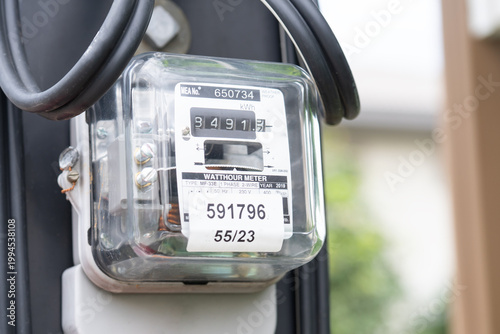 Photography Electric measuring power meter for energy cost at home and office