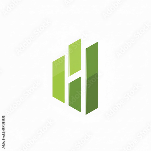 Hexagon 3D logo mark with layered green panels and geometric cutout design for modern branding featuring abstract icon, brand identity, technology