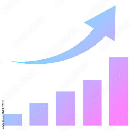 棒グラフアイコン 虹色 ネオン グラデーション サイバー ベクター