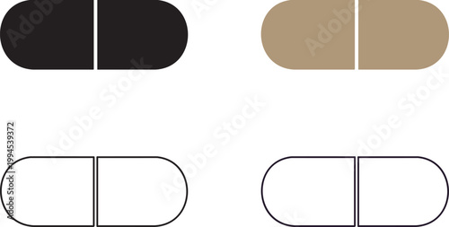 Colored and outlined pills capsules medicine pharmaceutical