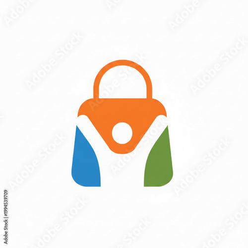 Padlock icon with orange body and blue green shackle for secure access, privacy protection and cybersecurity app branding