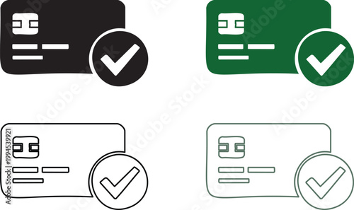 Credit card with checkmarks in black green and white