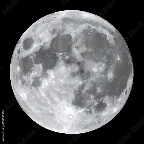 Close-up of the full moon surface.