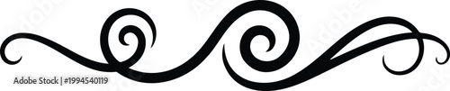 Elegant black and white ornamental flourish vector set featuring two flowing spiral curls in balanced decorative symmetrical calligraphy style design