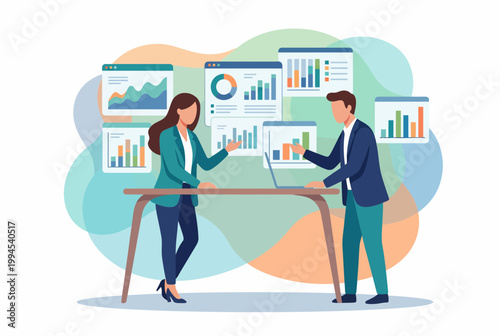 Canvas-taulu Business Team Analyzing Data and Financial Charts for Strategy