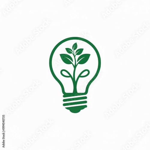 Light bulb leaf icon with green plants for eco friendly energy saving and sustainable business concepts
