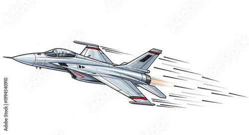 Modern Fighter Jet Aircraft in Flight with Speed Lines.