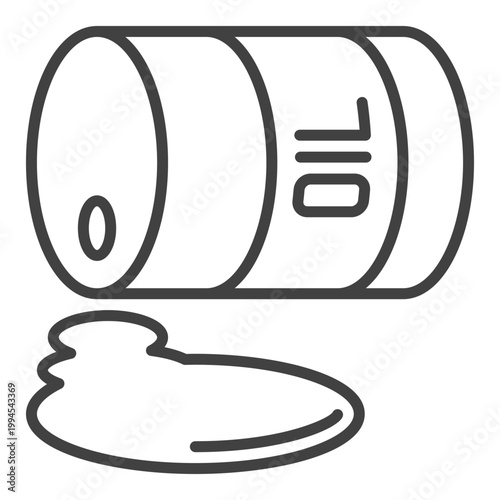 An overturned oil barrel vector icon or sign in outline style