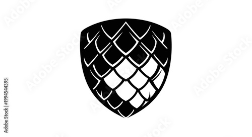 Black and White Hop Cone Icon