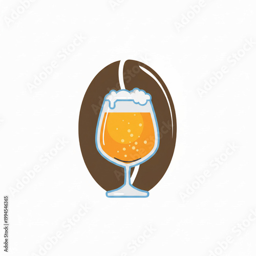 Beer glass icon with foamy head and golden ale inside, hand drawn style on white background featuring lager, drink, bar symbol with pub and