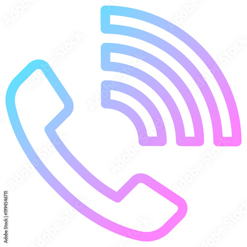 受話器アイコン 虹色 ネオン グラデーション サイバー ベクター