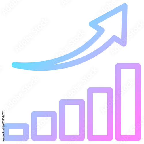 棒グラフアイコン 虹色 ネオン グラデーション サイバー ベクター