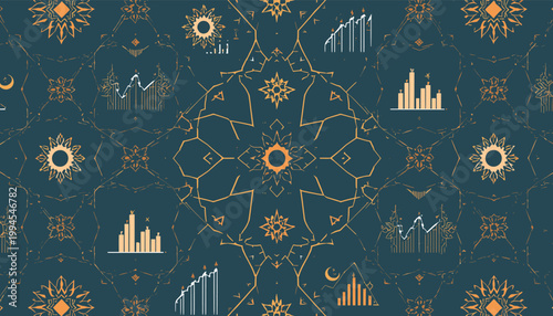 A sophisticated abstract pattern with floral motifs creates a visually appealing backdrop. Ideal for web design, branding, or enhancing creative proje