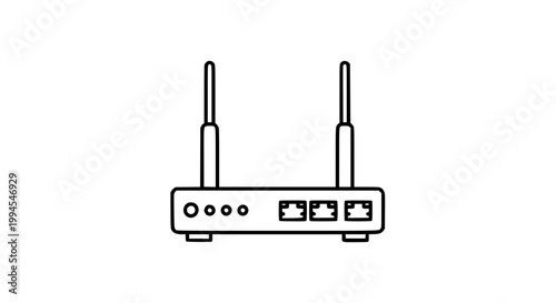 WiFi router icon vector design isolated on white background with minimal network device outline illustration