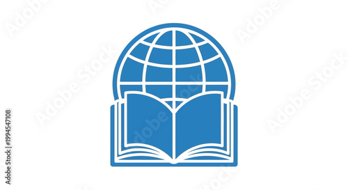 Symbolic representation of global learning, knowledge, and education with a world globe and open