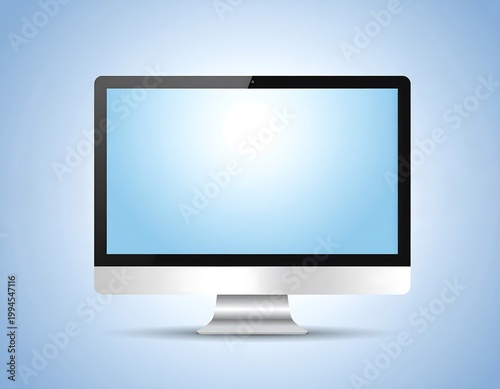 Modern computer monitor on blue background.