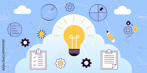 A bright idea innovation creativity and problem solving concepts illustrated