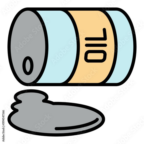 Overturned oil barrel vector colored icon or sign in outline style