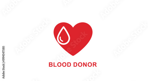 Blood donation symbol: heart with drop icon representing the act of blood giving