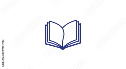 Minimalist book icon illustration in blue, perfect for educational and literary projects