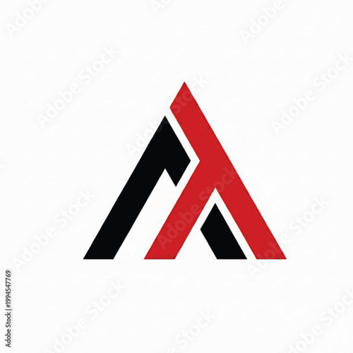 Triangle logo with red and black geometric shapes for brand identity and modern design accents featuring symbol, icon, abstract with branding and