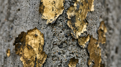Distressed Vintage Gold Foil on Concrete Texture – Aged Material Overlay