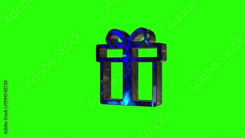 3d animation of gift icon moving left and right on green screen
