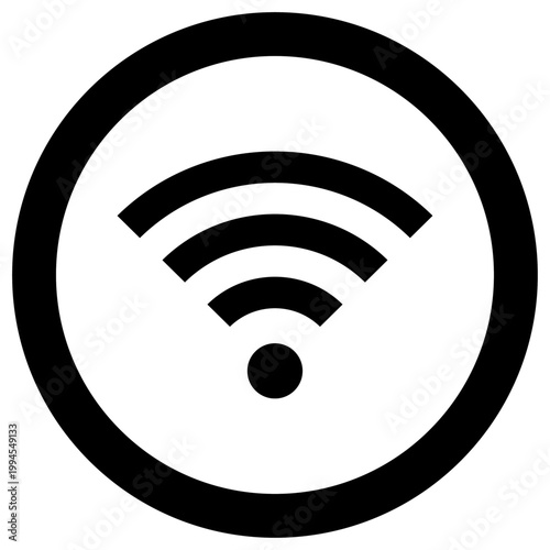 Wi-Fiアイコン 丸型 モノクロ シンプル ベクター 透過 フリー素材