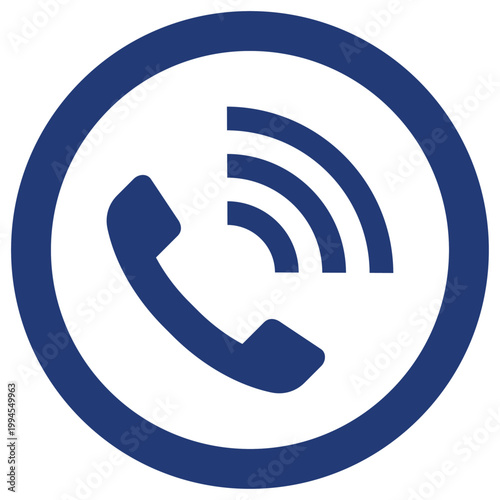 受話器アイコン 丸型 青 インディゴ シンプル ビジネス ベクター