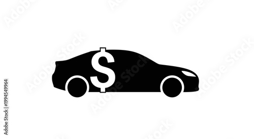 Car with Dollar Sign Icon: Auto Finance, Cost, Investment, and Ownership