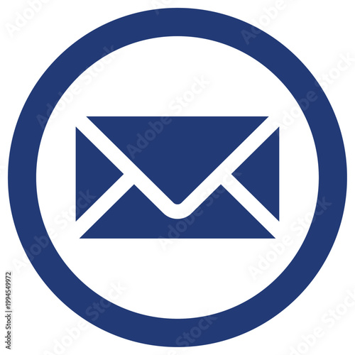メールアイコン 丸型 青 インディゴ シンプル ビジネス ベクター