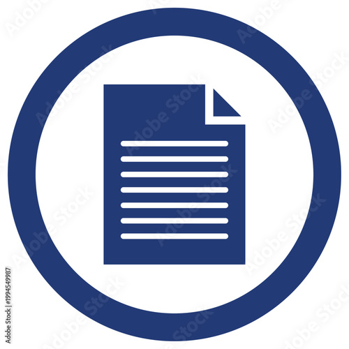 書類アイコン 丸型 青 インディゴ シンプル ビジネス ベクター