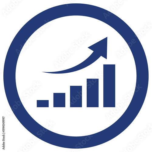 棒グラフアイコン 丸型 青 インディゴ シンプル ビジネス ベクター