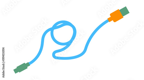 Blue USB Cable with Green Connectors.