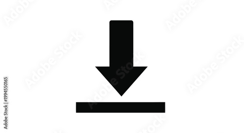 A simple black arrow pointing downwards towards a horizontal bar