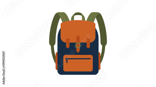 Colorful Backpack with Orange Accents.