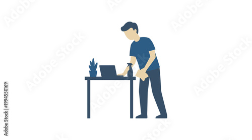 Man standing at office desk.
