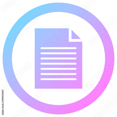 書類アイコン 丸型 虹色 ネオン グラデーション 近未来 ベクター