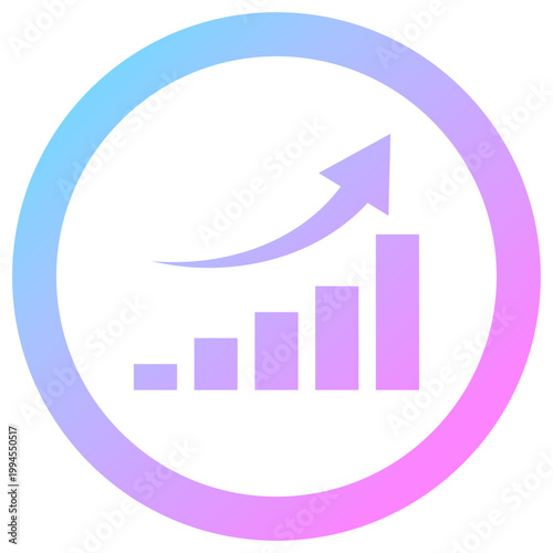 棒グラフアイコン 丸型 虹色 ネオン グラデーション 近未来 ベクター