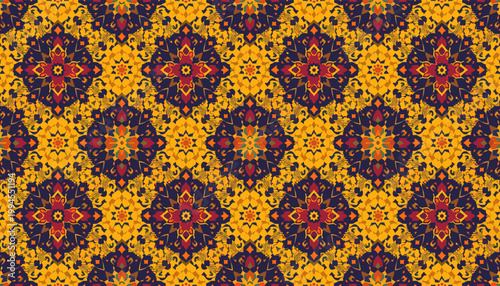 This vibrant and symmetrical pattern evokes a sense of artistry and complexity. Ideal for backgrounds, textile designs, or adding a decorative element