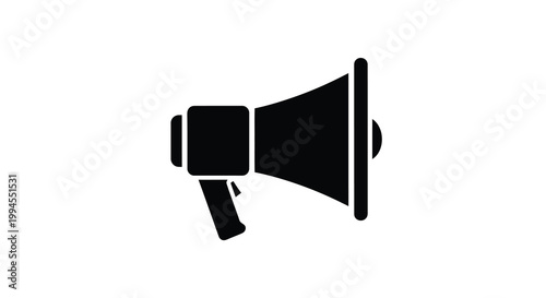 A simple black silhouette of a vintage style megaphone