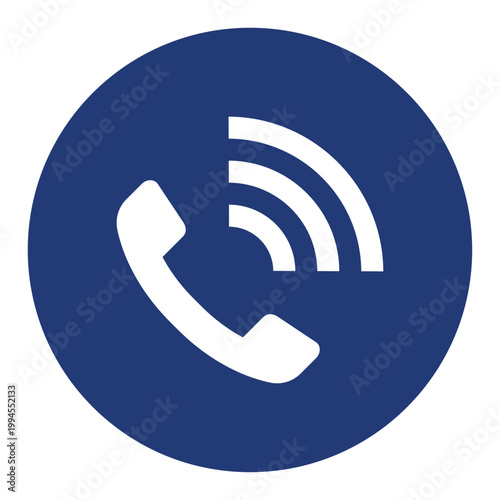 受話器アイコン 丸型 青 インディゴ シンプル ビジネス ベクター