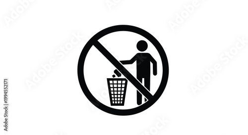 No littering sign a person disposing of trash is prohibited