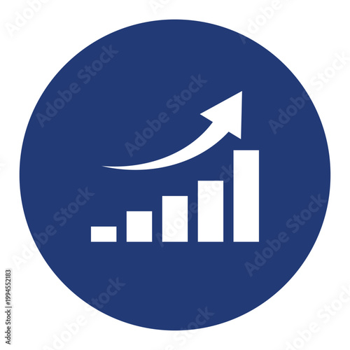棒グラフアイコン 丸型 青 インディゴ シンプル ビジネス ベクター