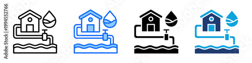 Water Supply Icon Set Multi Style Vector Illustration