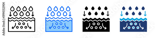 Water Absorption Icon Set Multi Style Vector Illustration