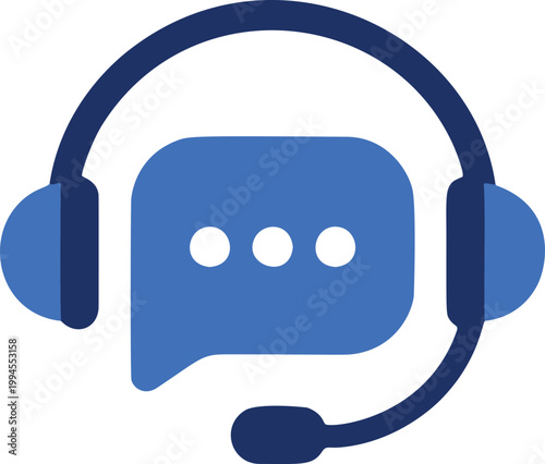 Headset chat bubble customer service support logo flat vector icon