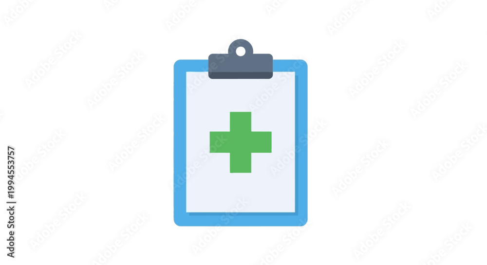 Fototapeta premium Medical Clipboard Icon Depicting Healthcare, Wellness, and First Aid Concepts on White Backdrop